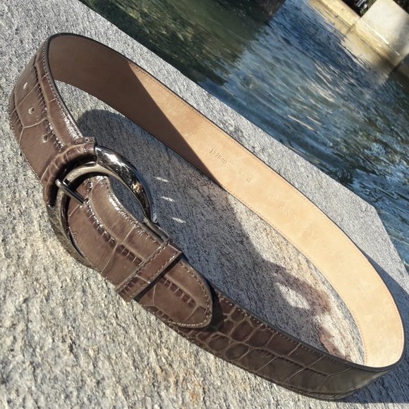 Genuine Leather Belt Alligator Embossed Wide Womens Real Patten Leather Belt M - Picture 12 of 16